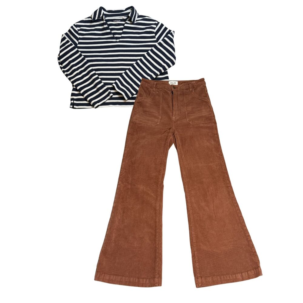 Rolla's Brown High Rise Eastcoast Flare Corduroy Size 29 Boho Festival 70s